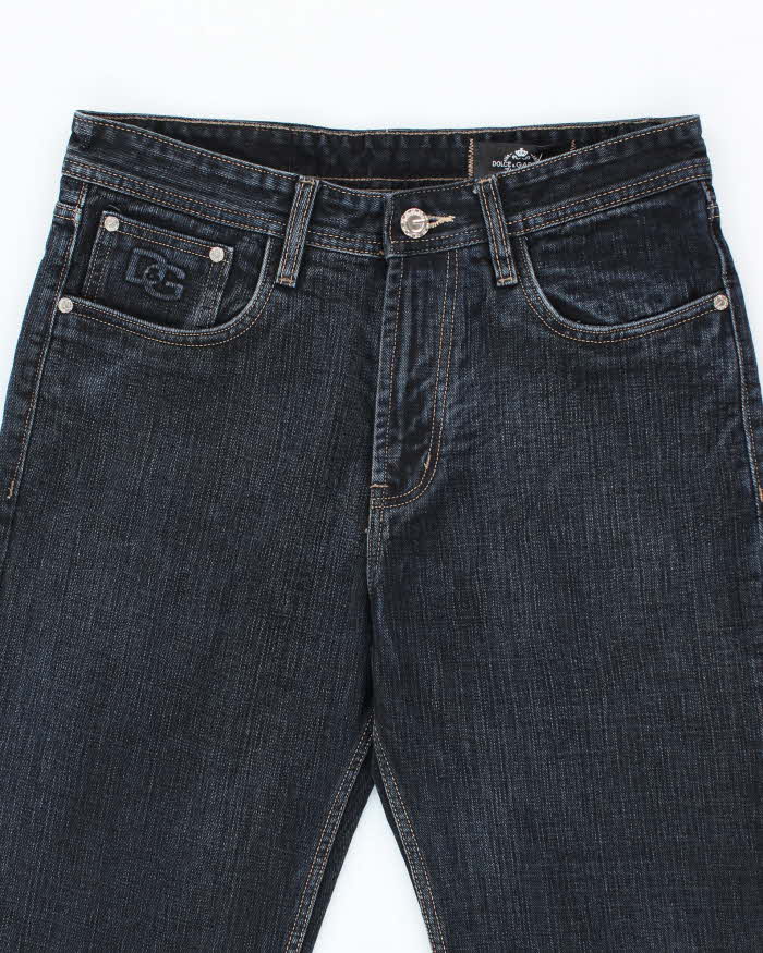 Vintage Y2K Dolce &amp; Gabbana Dark Wash Relaxed Fit Embossed Jeans - W32 L30