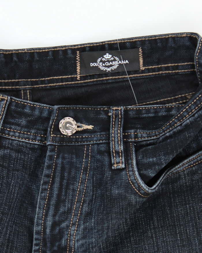 Vintage Y2K Dolce &amp; Gabbana Dark Wash Relaxed Fit Embossed Jeans - W32 L30