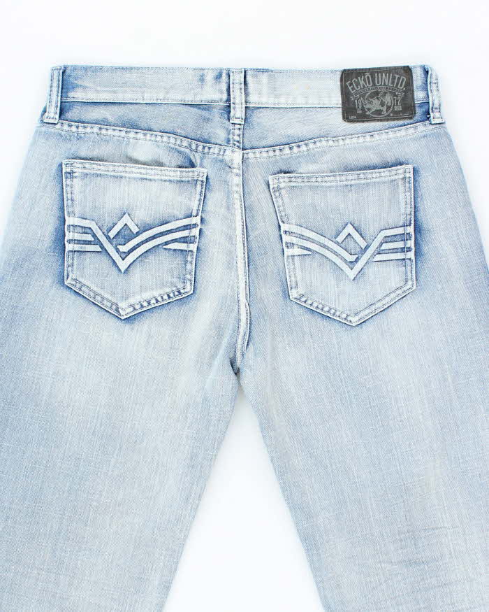 Vintage Y2K Ecko Untld Light Wash Embossed Relaxed Fit Jeans - W32 L28