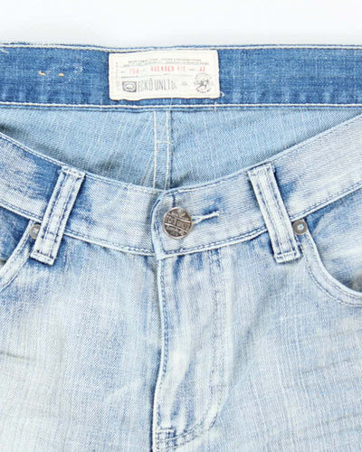 Vintage Y2K Ecko Untld Light Wash Embossed Relaxed Fit Jeans - W32 L28