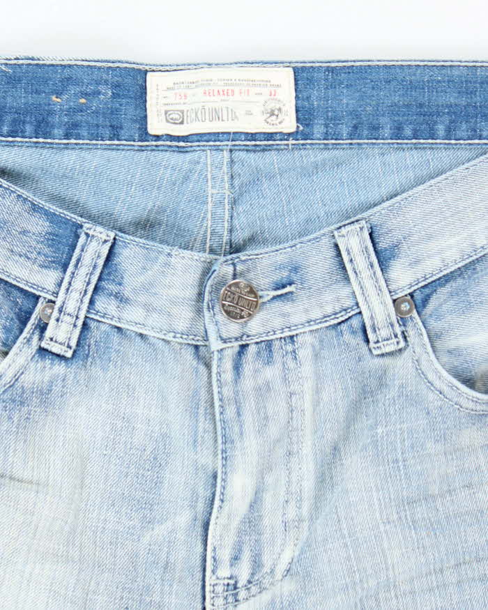 Vintage Y2K Ecko Untld Light Wash Embossed Relaxed Fit Jeans - W32 L28