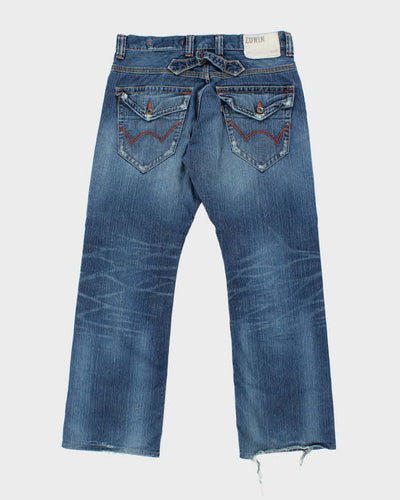 Vintage Edwin Dark Wash Buckle Back Straight Leg Jeans - W34 L30
