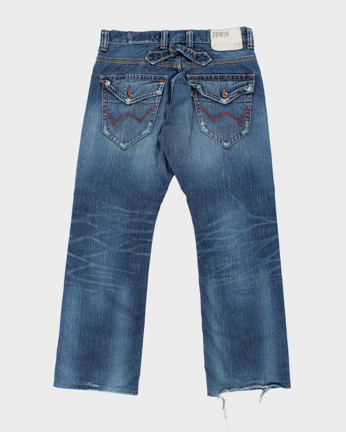 Vintage Edwin Dark Wash Buckle Back Straight Leg Jeans - W34 L30
