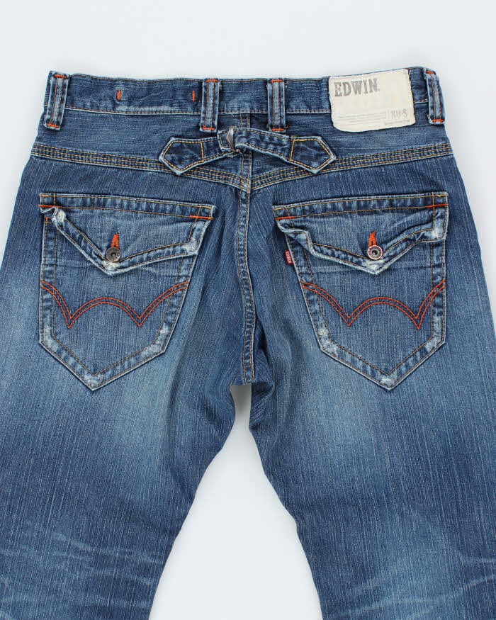 Vintage Edwin Dark Wash Buckle Back Straight Leg Jeans - W34 L30