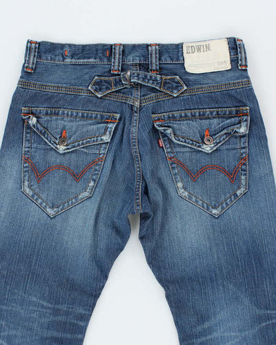 Vintage Edwin Dark Wash Buckle Back Straight Leg Jeans - W34 L30