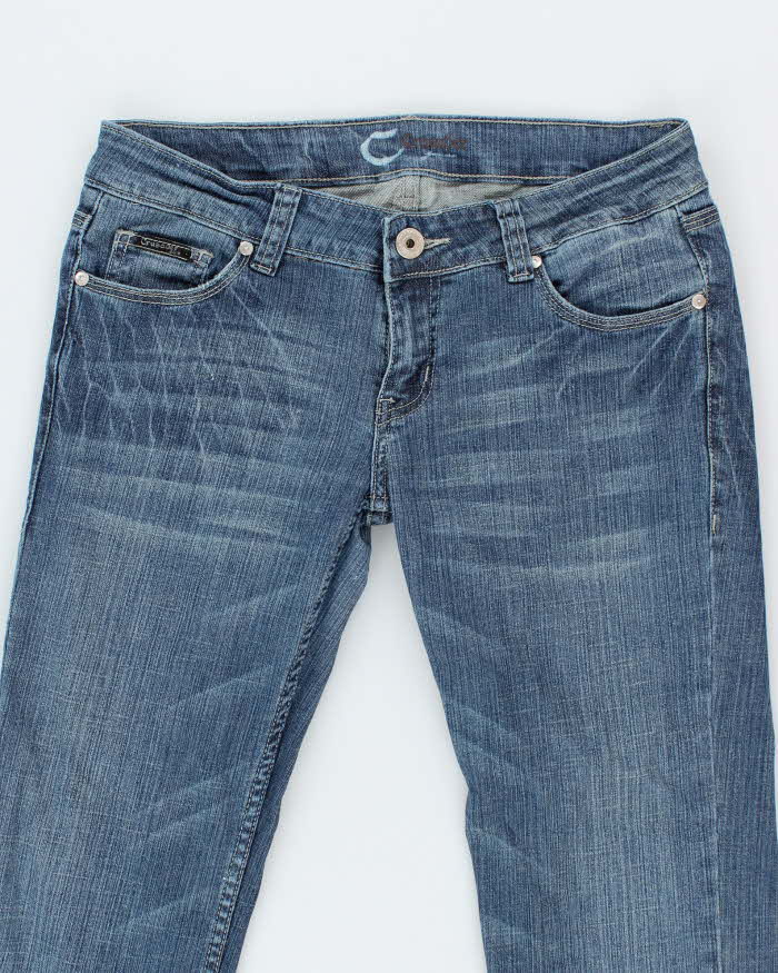 Vintage Y2K Crusader Medium Wash Cow Print Pocket Flared Jeans - W36 L31
