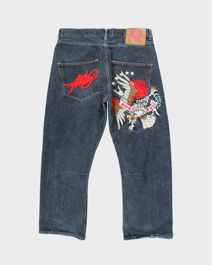 Vintage Y2k 00s Ed Hardy Embroidered Jeans - W38 L29