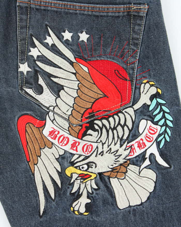 Vintage Y2k 00s Ed Hardy Embroidered Jeans - W38 L29
