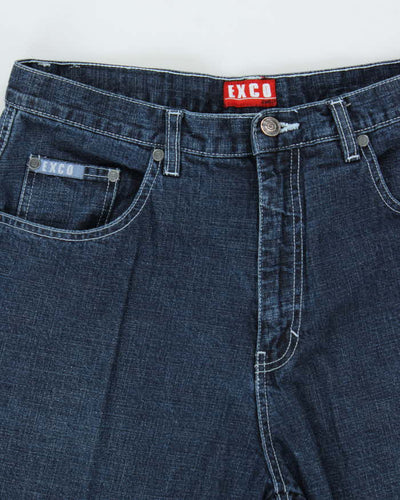 Vintage Y2K 00s Exco Embroidered Dark Denim Wide Leg Jeans - W34 L32