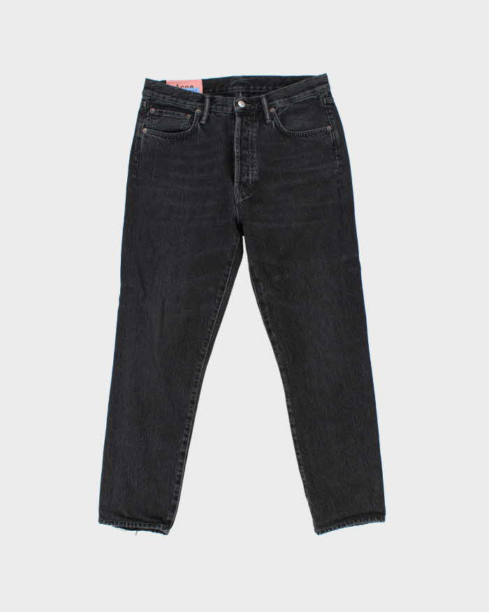 Acne Studios Bla Konst 1996 Used Black Metal Tapered Slim Jeans - W32 L28