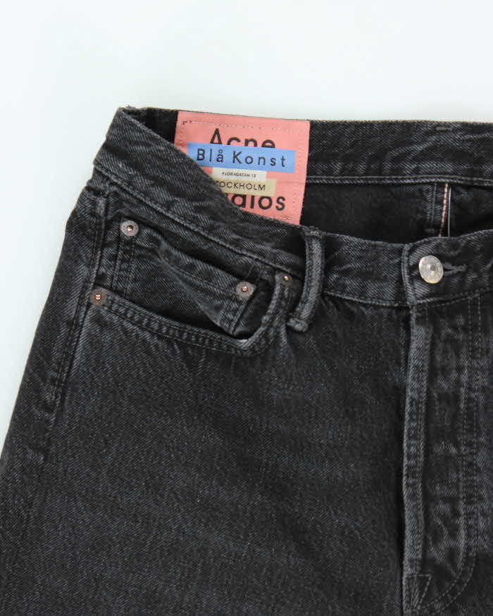 Acne Studios Bla Konst 1996 Used Black Metal Tapered Slim Jeans - W32 L28