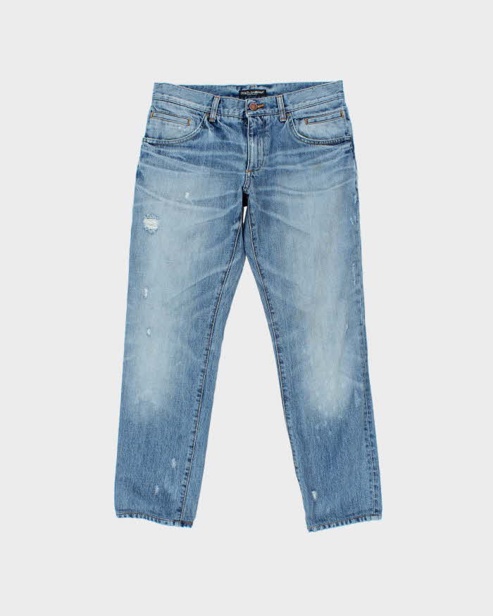 Vintage Dolce &amp; Gabbana Light Denim Distressed Slim Fit Jeans - W32 L29