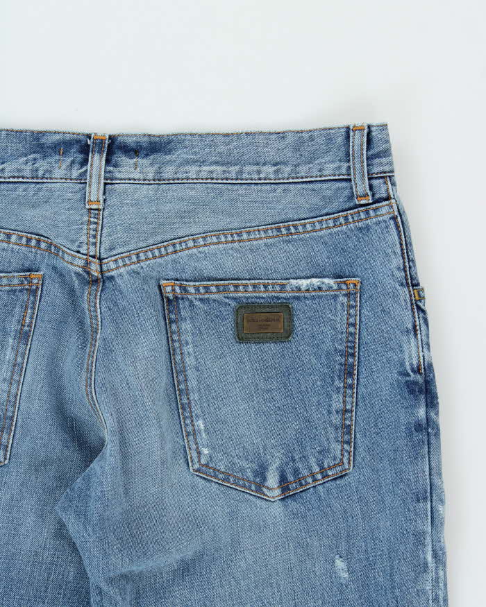 Vintage Dolce &amp; Gabbana Light Denim Distressed Slim Fit Jeans - W32 L29