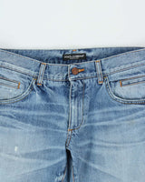 Vintage Dolce &amp; Gabbana Light Denim Distressed Slim Fit Jeans - W32 L29