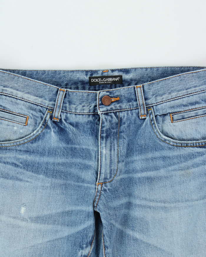 Vintage Dolce &amp; Gabbana Light Denim Distressed Slim Fit Jeans - W32 L29
