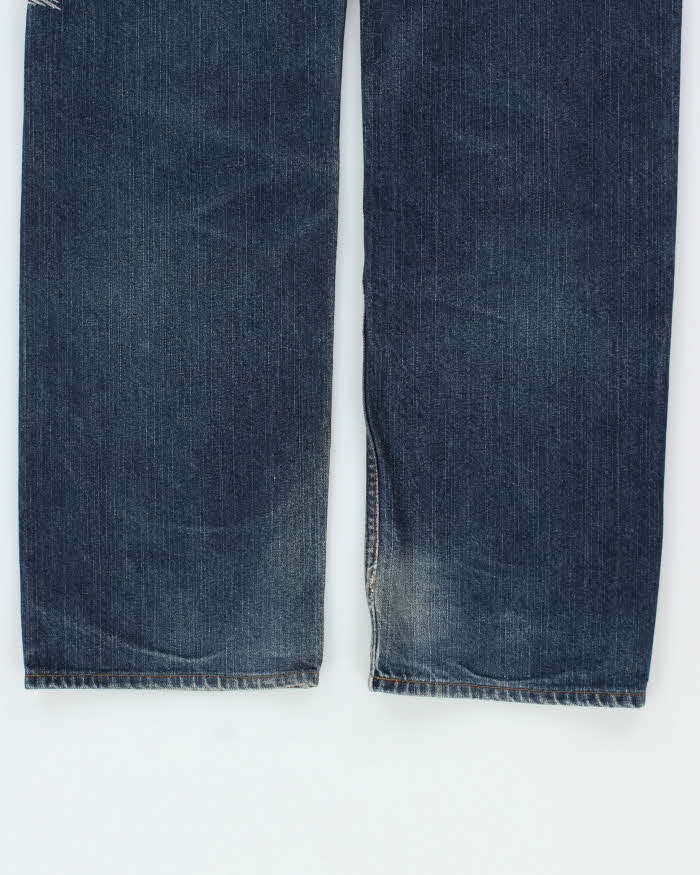 Vintage Y2K 00s Karakuri Tamashi Sukajan Embroidered Japanese Indigo Denim Straight Leg Jeans - W32 L32