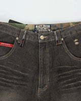 Deadstock With Tags Vintage Y2K 00s Black Dragon Dog Town Embroidered Wide Leg Jeans - W32 L32