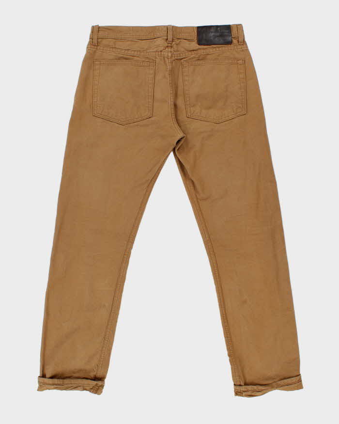 Naked &amp; Famous Weird Guy Duck Canvas Selvedge Tan Straight Leg Denim Jeans - W36 L34