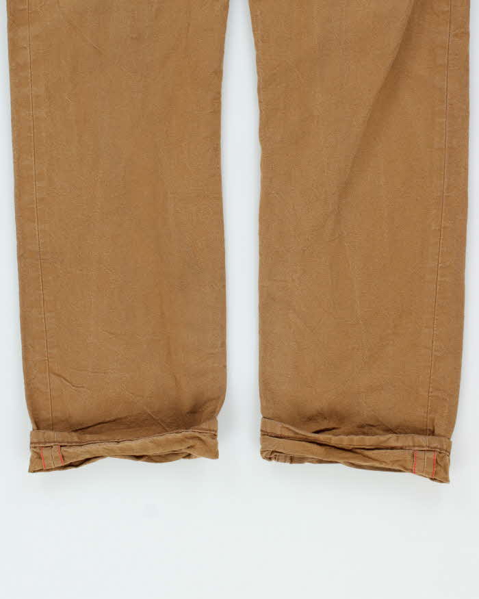 Naked &amp; Famous Weird Guy Duck Canvas Selvedge Tan Straight Leg Denim Jeans - W36 L34