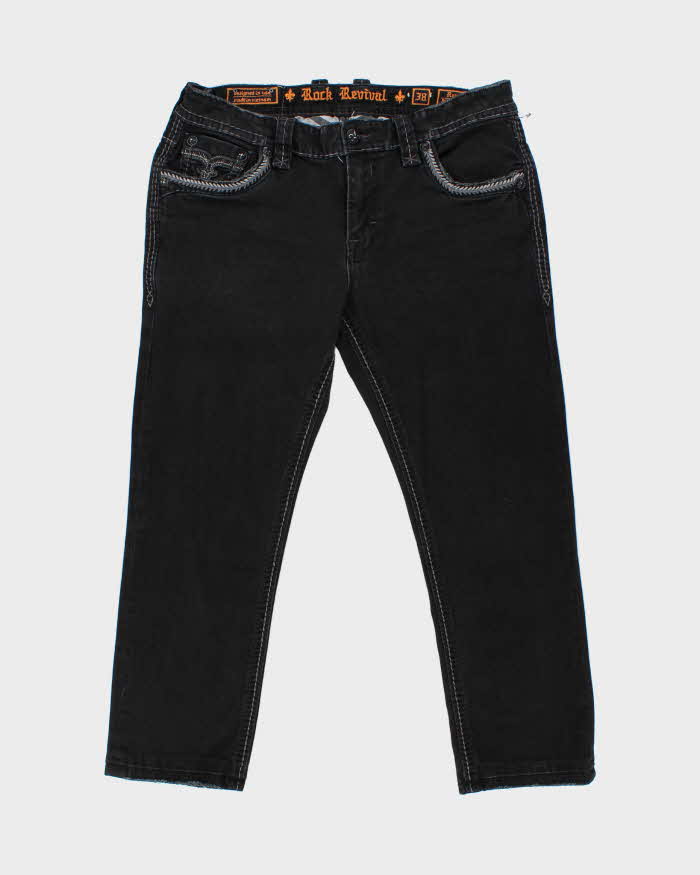 Vintage Y2K 00s Rock Revival Contrast Stitch Rey Straight Leg Denim Jeans - W36 L28