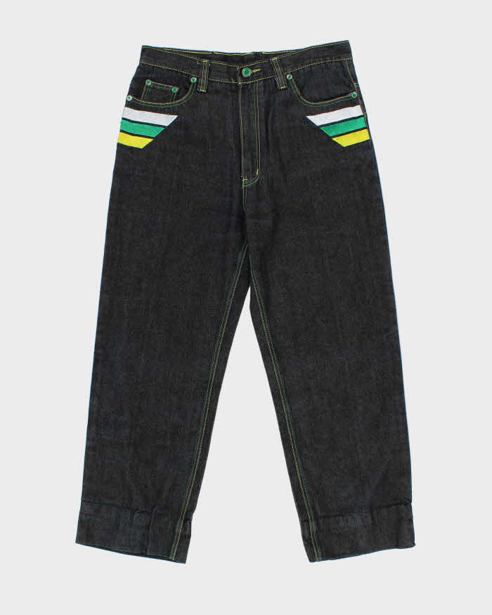 Vintage Y2K 00s Coogi Embroidered Stone Wash Denim Wide Leg Jeans - W34 L28