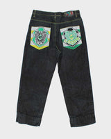 Vintage Y2K 00s Coogi Embroidered Stone Wash Denim Wide Leg Jeans - W34 L28