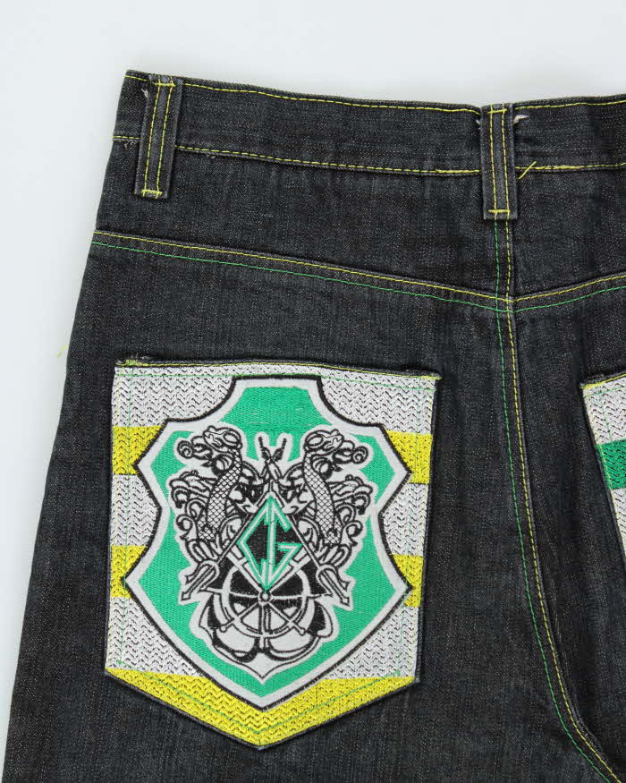 Vintage Y2K 00s Coogi Embroidered Stone Wash Denim Wide Leg Jeans - W34 L28