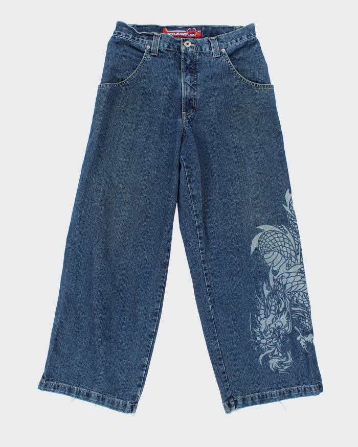 Vintage 1990s JNCO Dragon Super Wide Leg Baggy Denim Jeans - W33 L30