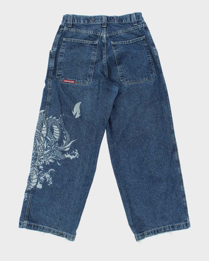 Vintage 1990s JNCO Dragon Super Wide Leg Baggy Denim Jeans - W33 L30