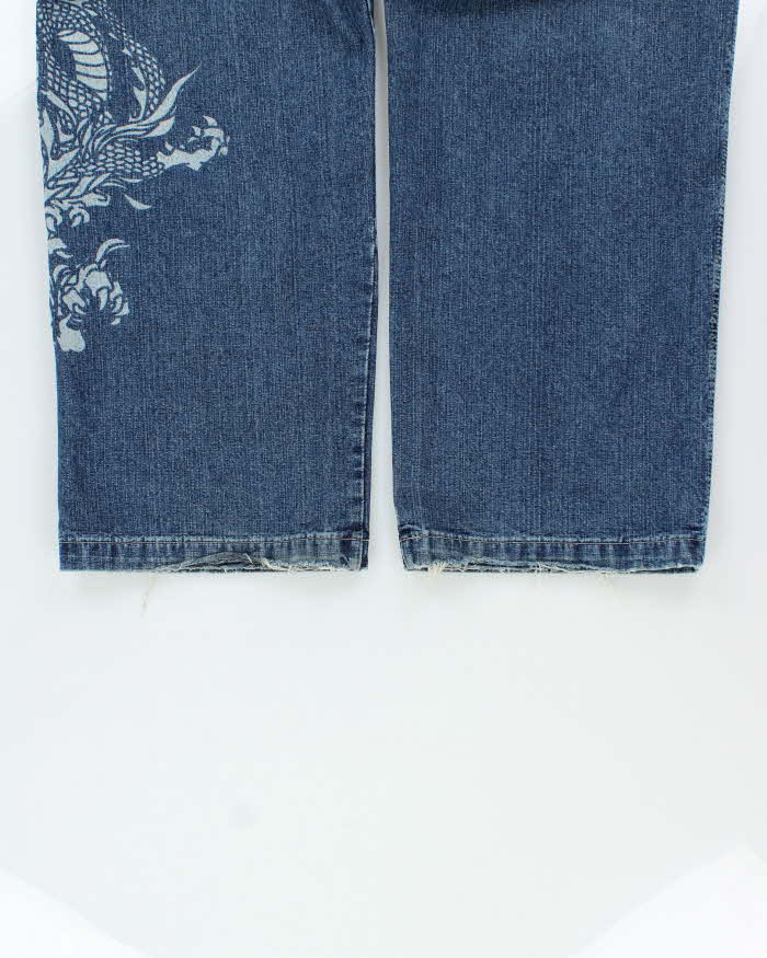 Vintage 1990s JNCO Dragon Super Wide Leg Baggy Denim Jeans - W33 L30