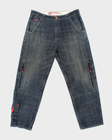 Vintage Y2K 00s Ecko UNLTD Complex Denim Foundry Indigo Wide Leg Jeans - W34 L31