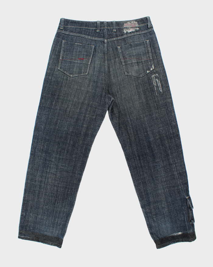 Vintage Y2K 00s Ecko UNLTD Complex Denim Foundry Indigo Wide Leg Jeans - W34 L31