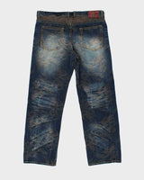 Vintage Y2k 00s Nikishi Denim Embroidered Wide Leg Jeans - W40 L32