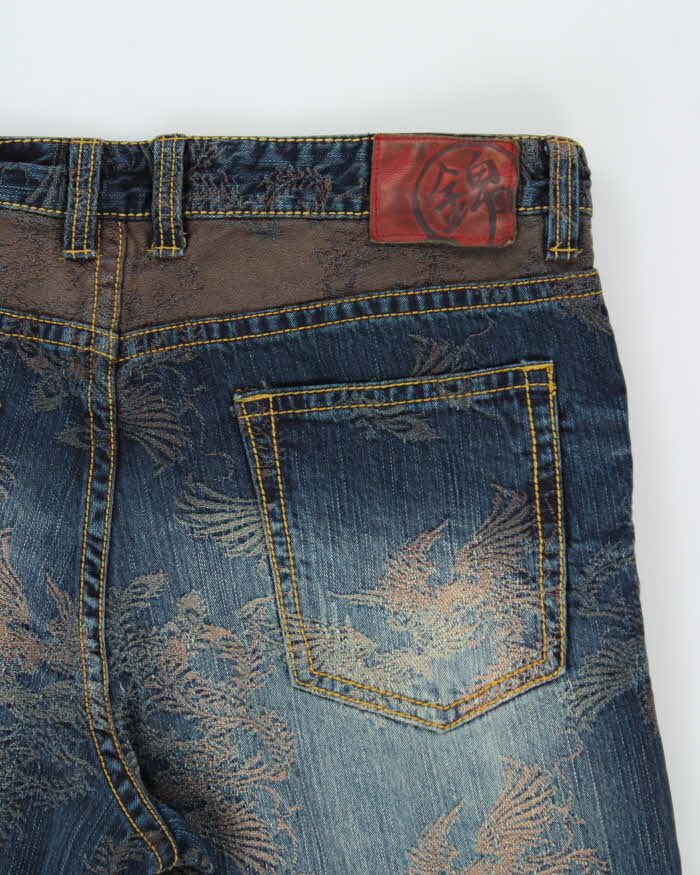 Vintage Y2k 00s Nikishi Denim Embroidered Wide Leg Jeans - W40 L32