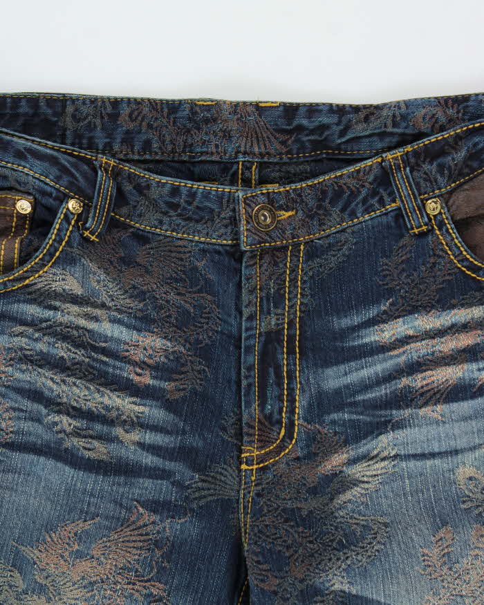 Vintage Y2k 00s Nikishi Denim Embroidered Wide Leg Jeans - W40 L32