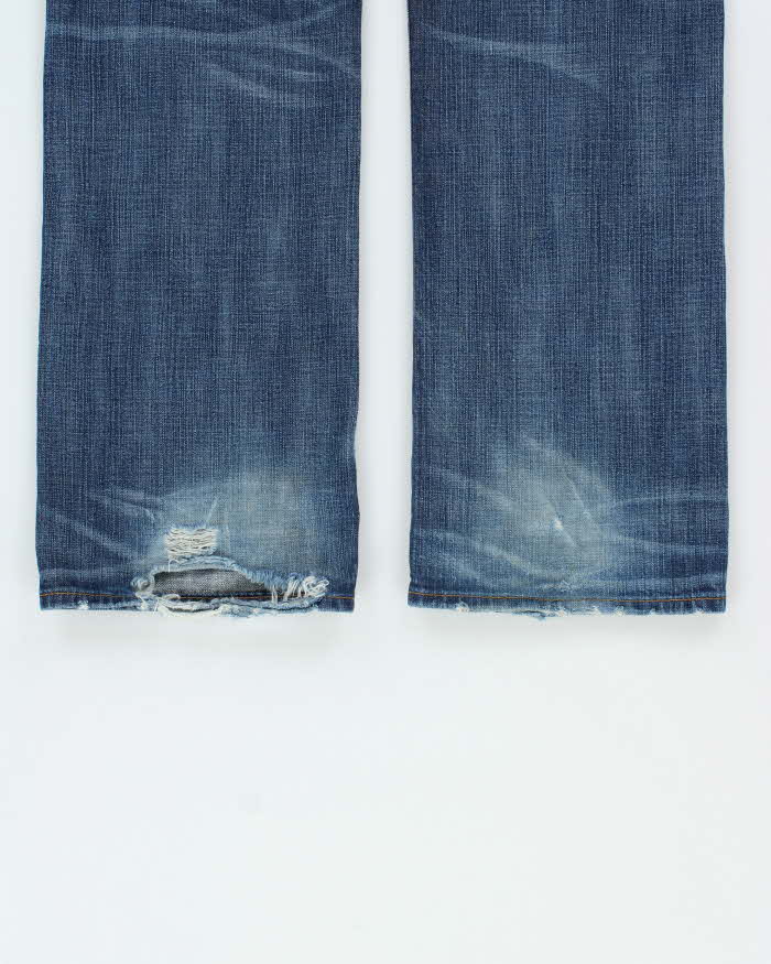 Vintage True Religion Ricky Flap Navajo Patch Distressed Straight Leg Jeans - W36 L34