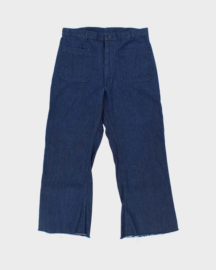 Vintage 1996 U.S Navy Service Indigo Denim Wide Leg Flared Jeans - W34 L28