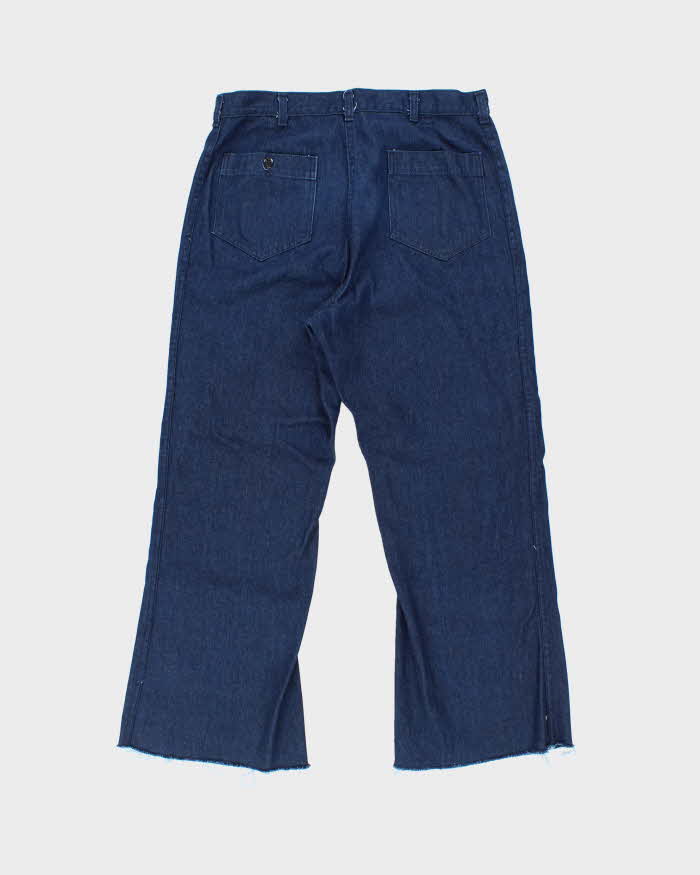 Vintage 1996 U.S Navy Service Indigo Denim Wide Leg Flared Jeans - W34 L28