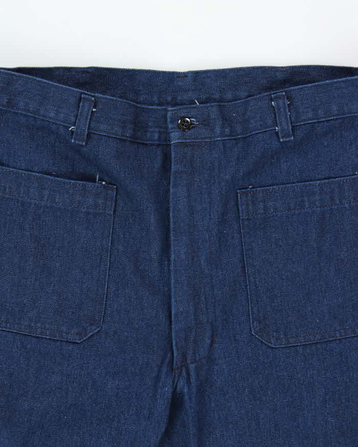 Vintage 1996 U.S Navy Service Indigo Denim Wide Leg Flared Jeans - W34 L28