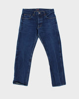 Vintage Mr. Clarke Made In USA Indigo Denim Kevlar Blend Straight Leg Biker Jeans - W33 L30