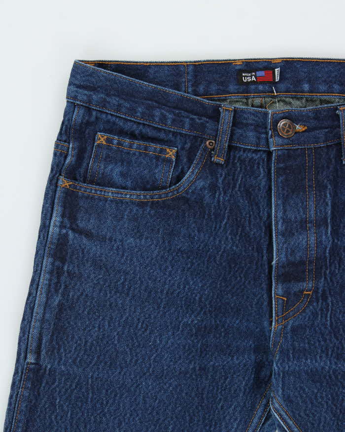 Vintage Mr. Clarke Made In USA Indigo Denim Kevlar Blend Straight Leg Biker Jeans - W33 L30