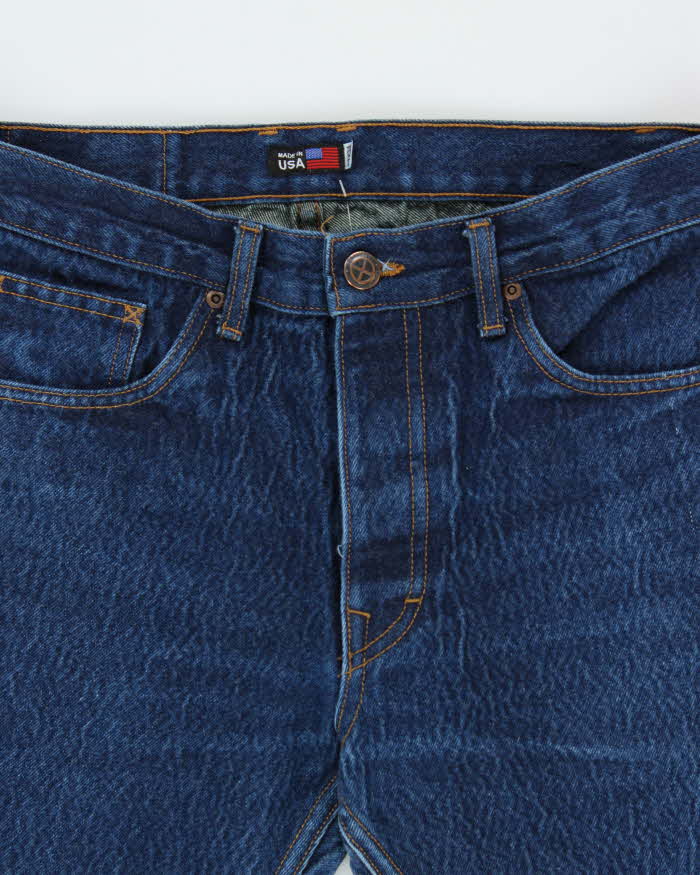 Vintage Mr. Clarke Made In USA Indigo Denim Kevlar Blend Straight Leg Biker Jeans - W33 L30