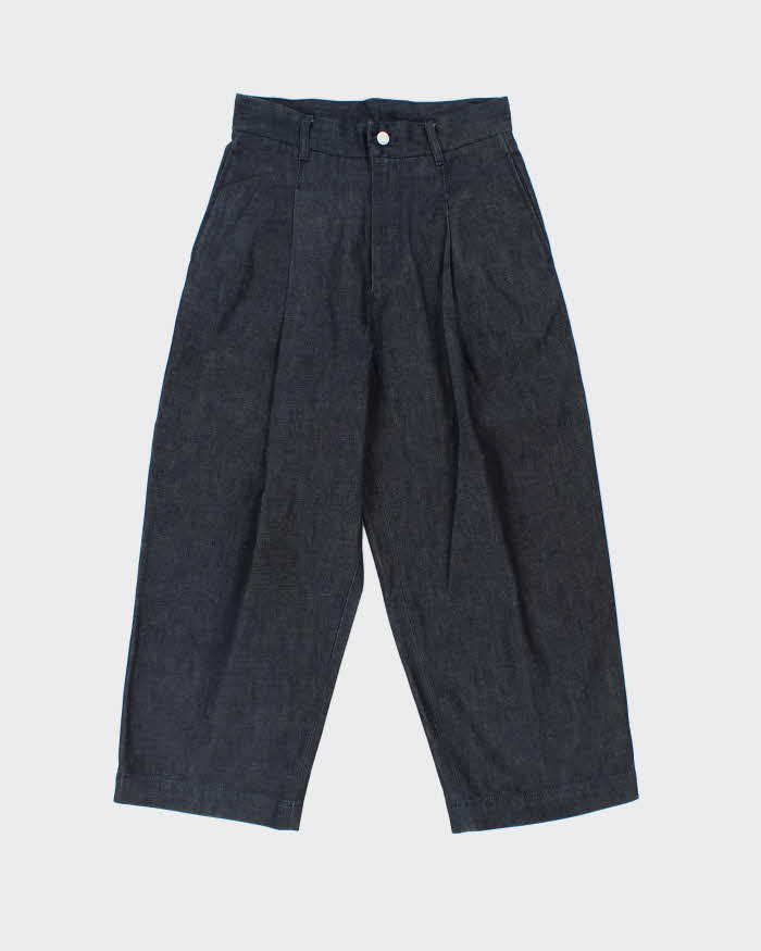 Vintage TWW Union Slack Pleated Raw Japanese Denim High Waisted Wide Leg Jeans - W30 L25