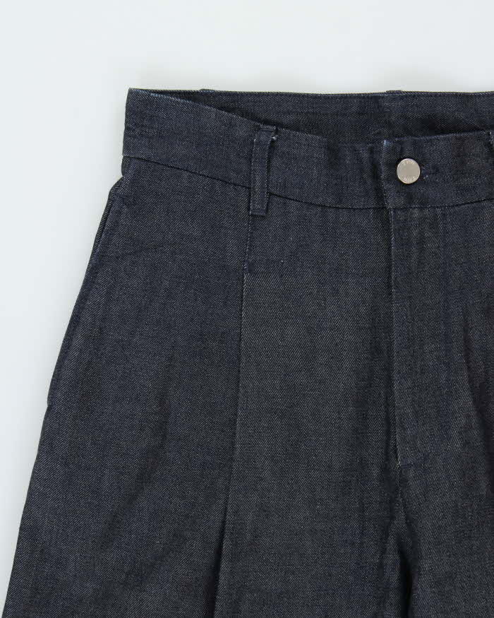 Vintage TWW Union Slack Pleated Raw Japanese Denim High Waisted Wide Leg Jeans - W30 L25