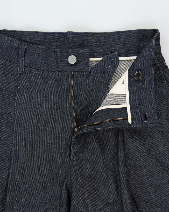 Vintage TWW Union Slack Pleated Raw Japanese Denim High Waisted Wide Leg Jeans - W30 L25