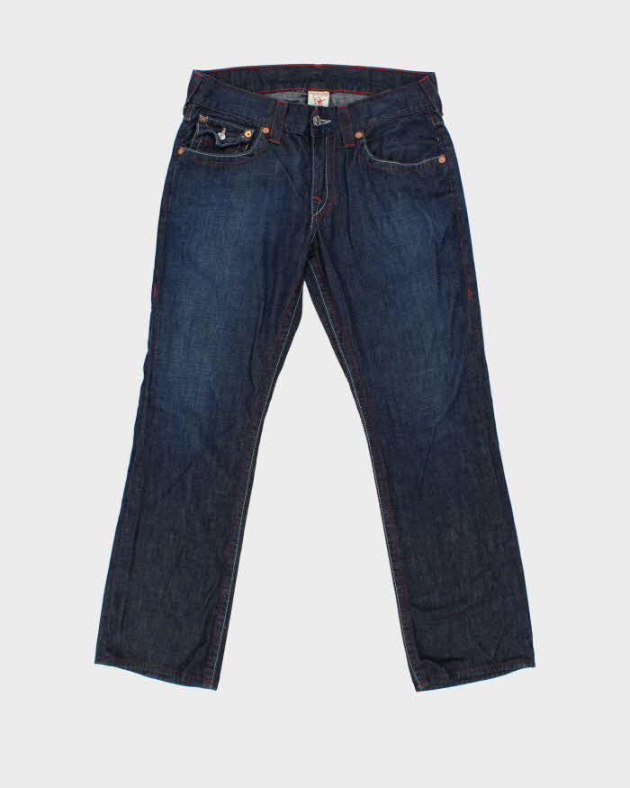 Vintage True Religion Straight Flap Indigo Tonal Denim Jeans - W34 L30
