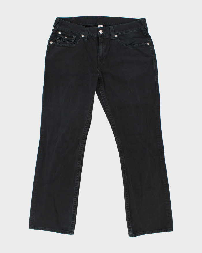Vintage True Religion Straight Flap Black Denim Jeans - W38 L34