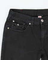 Vintage True Religion Straight Flap Black Denim Jeans - W38 L34