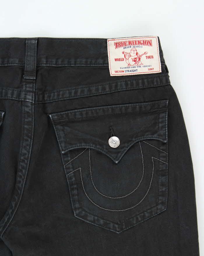Vintage True Religion Straight Flap Black Denim Jeans - W38 L34