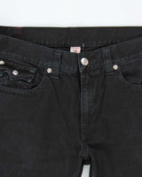 Vintage True Religion Straight Flap Black Denim Jeans - W38 L34